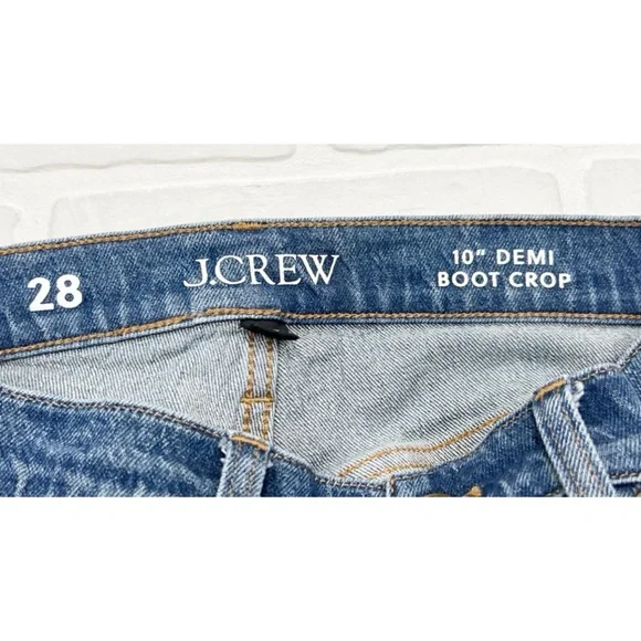 J Crew 10” Demi Boot High Rise Crop Jeans Blue Size 28 - Picture 5 of 6